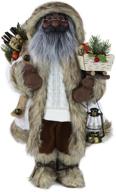 🎅 windy hill collection 16" standing woodland ethnic african american santa claus christmas figurine decoration 167200a - featuring fleece and cable knit design logo
