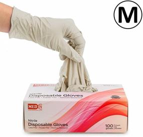 img 3 attached to 🧤 Grey M Nitrile Gloves Powder-Free Latex-Free 4 Mil (Pack of 100) - Disposable Rubber Gloves