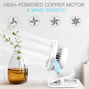 img 2 attached to 🌬️ Mini Desk Fan, Battery Operated with 4 Speeds, 360 Degree Rotation - Ideal for Desk, Table, Office, Camping, Dorm