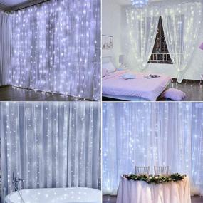 img 2 attached to 🔌 300 LED Window Curtain String Lights (9.8x9.8 Ft), Fairy String Lights USB with Remote, 8 Lighting Modes for Bedroom Wedding, Christmas Party, Garden Outdoor and Indoor Wall Decoration