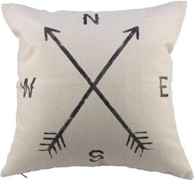 img 1 attached to Leaveland Magic Arrow Compass Throw Pillow Case - 18x18 Inch, Cotton Linen Square Cushion Slipcover for Home Decor, Durable and Decorative Standard Size Accent Pillowcase