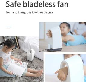 img 2 attached to 🌀 Qinmay Bladeless Air-Conditioning Fan: Portable USB Charging, 3-in-1 Night Light Summer Fan, Humidifier Cooler, Home Bedroom Office Outdoor - White