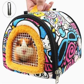 img 4 attached to 🐹 Versatile Small Animal Carrier Bag for Guinea Pigs, Hedgehogs, and More: Detachable Strap, Double Zipper, and Sling Handbag for Travel with Small Pets