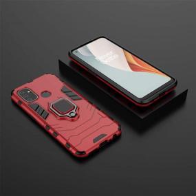 img 3 attached to 🍷 Wine Red Ytaland Oneplus Nord N100 Case with 2 Tempered Glass Screen Protectors - 3-in-1 Shockproof Bumper Defender Phone Cover & Ring Kickstand