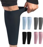 🏃 calf compression sleeves for pain relief & recovery, varicose vein support, shin splints, running, cycling - men & women (black, large) логотип