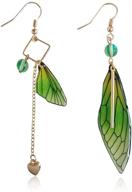 🦋 d.rosse unique asymmetry big monarch butterfly wing earrings crystal dragonfly wing dangle earrings fashion insect jewelry for women, girls, teens - colorful butterfly wing drop earrings, perfect gifts logo