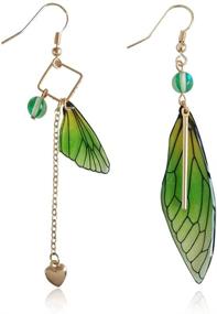 img 4 attached to 🦋 D.Rosse Unique Asymmetry Big Monarch Butterfly Wing Earrings Crystal Dragonfly Wing Dangle Earrings Fashion Insect Jewelry for Women, Girls, Teens - Colorful Butterfly Wing Drop Earrings, Perfect Gifts