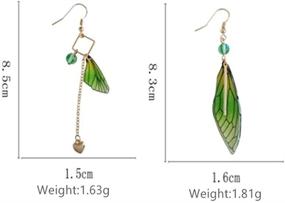 img 3 attached to 🦋 D.Rosse Unique Asymmetry Big Monarch Butterfly Wing Earrings Crystal Dragonfly Wing Dangle Earrings Fashion Insect Jewelry for Women, Girls, Teens - Colorful Butterfly Wing Drop Earrings, Perfect Gifts