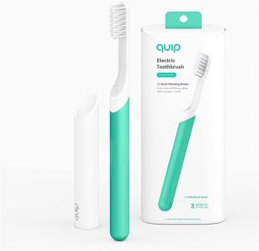 img 4 attached to 🦷 quip Adult Electric Toothbrush - Green Sonic Toothbrush with Travel Cover, Mirror Mount & Timer