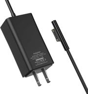 compact and powerful: microsoft surface pro charger for tablets, laptops, and books - 65w travel adapter with 6.6ft power cord (black) logo