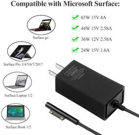 img 2 attached to Compact and Powerful: Microsoft Surface Pro Charger for Tablets, Laptops, and Books - 65W Travel Adapter with 6.6Ft Power Cord (Black)