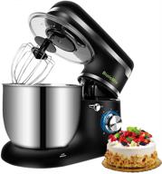 🔌 biolomix kitchen electric stand mixer, 6-speed tilt-head food mixer with 5.3qt stainless steel bowl, dough hook, flat beater, whisk and anti-splash cover in black логотип