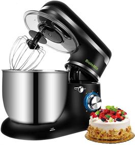 img 4 attached to 🔌 Biolomix Kitchen Electric Stand Mixer, 6-Speed Tilt-Head Food Mixer with 5.3QT Stainless Steel Bowl, Dough Hook, Flat Beater, Whisk and Anti-Splash Cover in Black