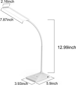 img 3 attached to ✨ RAOYI LED Desk Lamp, 12W Dimmable Table Lamp with USB Charging Port, Eye-Caring Reading Light, Touch Control, 5 Color Modes, 7-Level Brightness, Adjustable for Office, Home, Bedroom (White)