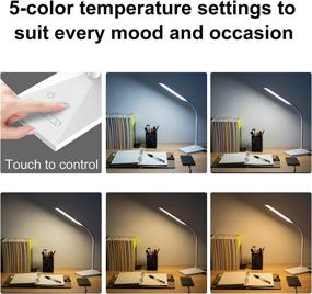 img 1 attached to ✨ RAOYI LED Desk Lamp, 12W Dimmable Table Lamp with USB Charging Port, Eye-Caring Reading Light, Touch Control, 5 Color Modes, 7-Level Brightness, Adjustable for Office, Home, Bedroom (White)