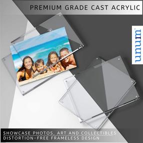 img 2 attached to 🖼️ Unum 3-Pack Clear Acrylic Magnetic Floating Picture Frames - Premium Frameless Double Sided 4x6 Photo Holders for Desk, Shelf, or Table