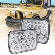 фары на голову h6054 с светодиодами: пара прямоугольных фар с 7x6 светодиодами высокого качества для chevy blazer, jeep wrangler и ford van логотип