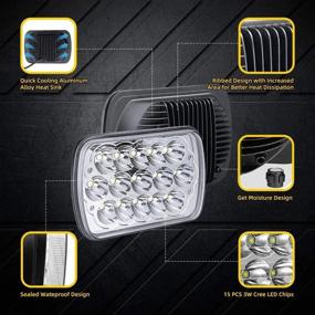 img 1 attached to Фары на голову H6054 с светодиодами: пара прямоугольных фар с 7x6 светодиодами высокого качества для Chevy Blazer, Jeep Wrangler и Ford Van