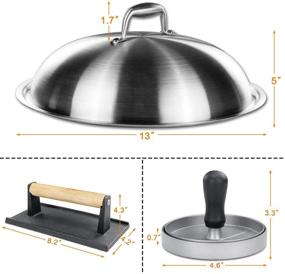 img 3 attached to 🍔 Hisencn Griddle Accessories Set for Blackstone-13 Inch: Melting Dome Lid, Griddle Scraper, Hamburger Patty Mould, and Cast Iron Burger Press - Perfect Barbecue Gifts, Compatible with Flat Top Grill Tools