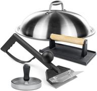 🍔 hisencn griddle accessories set for blackstone-13 inch: melting dome lid, griddle scraper, hamburger patty mould, and cast iron burger press - perfect barbecue gifts, compatible with flat top grill tools logo