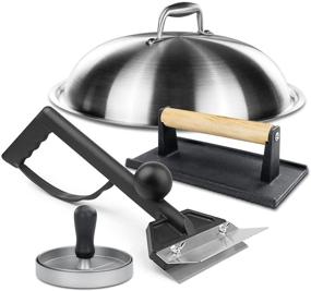 img 4 attached to 🍔 Hisencn Griddle Accessories Set for Blackstone-13 Inch: Melting Dome Lid, Griddle Scraper, Hamburger Patty Mould, and Cast Iron Burger Press - Perfect Barbecue Gifts, Compatible with Flat Top Grill Tools