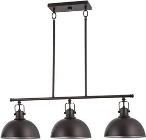 img 2 attached to 🏭 Modern Industrial Kitchen Island Light with Dome Shades - Kira Home Belle 34", 3-Light, Swivel Joints, Oil Rubbed Bronze Finish