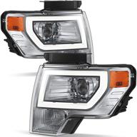 🚗 oedro led headlight assembly for 2009-2014 ford f150 - chrome housing headlamps, driver & passenger side logo