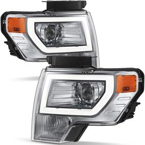 img 4 attached to 🚗 OEDRO LED Headlight Assembly for 2009-2014 Ford F150 - Chrome Housing Headlamps, Driver & Passenger Side