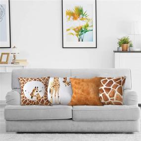 img 3 attached to 🦒 Roomsoar Decorative Giraffe Throw Pillow Covers 16x16 - 4 Pack, Orange/White Square Couch Pillowcases for Kids Room Home Decor Bedroom