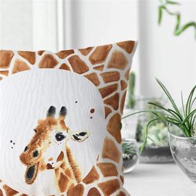 img 2 attached to 🦒 Roomsoar Decorative Giraffe Throw Pillow Covers 16x16 - 4 Pack, Orange/White Square Couch Pillowcases for Kids Room Home Decor Bedroom