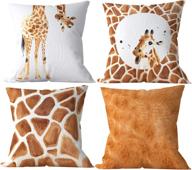 🦒 roomsoar decorative giraffe throw pillow covers 16x16 - 4 pack, orange/white square couch pillowcases for kids room home decor bedroom logo