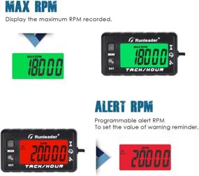 img 1 attached to 🕒 Runleader Hour Meter Tachometer with Maintenance Reminder, RPM Alert, Multi-Color Backlit Display, Initial Hours Settable – Ideal for Lawn Mower, Generator, Marine, ATV (HM058A-BK)