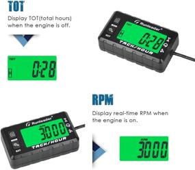 img 3 attached to 🕒 Runleader Hour Meter Tachometer with Maintenance Reminder, RPM Alert, Multi-Color Backlit Display, Initial Hours Settable – Ideal for Lawn Mower, Generator, Marine, ATV (HM058A-BK)