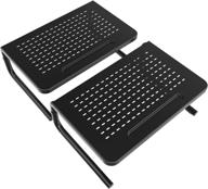 🖥️ enhance your workstation with the 2 pack monitor stand riser - vented metal, 3 level height adjustable, black hd03b-201 logo