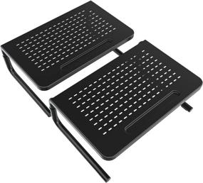 img 4 attached to 🖥️ Enhance Your Workstation with the 2 Pack Monitor Stand Riser - Vented Metal, 3 Level Height Adjustable, Black HD03B-201