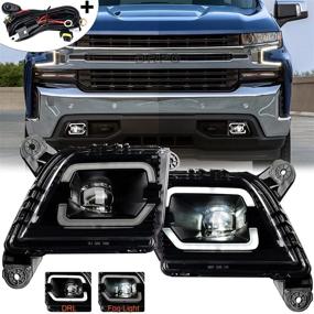 img 4 attached to Enhance your Chevy Silverado 1500 with LED Fog Light and DRL Compatibility - 2019-2021 Bumper Driving Lamps with H11 Relay Harness Kit