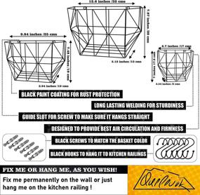 img 3 attached to 🍎 3-Piece Set of Black Wall Hanging Fruit Baskets with Hooks & Screws – Convenient Wall Mounted Storage for Fruits – Under Cabinet Fruit Basket – Hanging Wall Basket