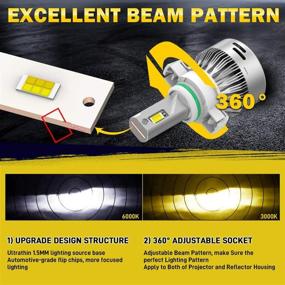 img 1 attached to 🌈 Лампа LASFIT 5202/9009 с светодиодами Switchback: сверхяркий двухцветный свет 6000K белый/3000K янтарно-желтый, набор для замены противотуманных фар