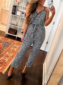 img 2 attached to Leopard-Print Spaghetti Strap Jumpsuits Rompers for Women by PRETTYGARDEN