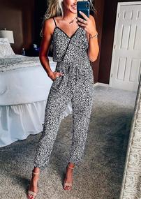 img 1 attached to Leopard-Print Spaghetti Strap Jumpsuits Rompers for Women by PRETTYGARDEN