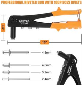 img 1 attached to 🔧 BEETRO Heavy Duty Hand Riveter & Rivet Gun Set with 4 Nosepieces - 3/32-1/8-5/32-3/16 - Includes 100pcs Rivets - Durable & Versatile for Metal, Plastic, Leather