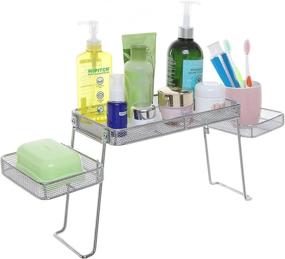 img 4 attached to 🛁 Stylish Perforated Chrome Plated Metal Countertop Organizer/Bathroom Tray with 3 Shelves