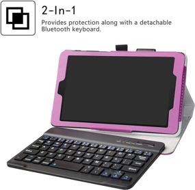 img 3 attached to 📱 LiuShan Alcatel Joy Tab Case with Wireless Keyboard - Detachable Stand and Purple PU Leather Cover for T-Mobile Alcatel Joy Tab 8-inch and 3T 8-inch Tablet