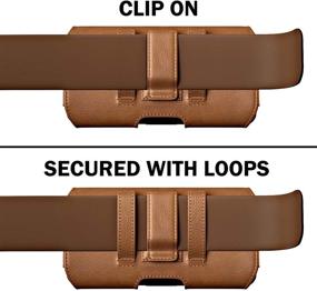 img 1 attached to 📱 Premium De-Bin Cell Phone Holster for Samsung Galaxy S21, S20, Note 10 & S7 Edge - Brown Belt Case with Clip & Loops - Compatible with Other Phone Cases