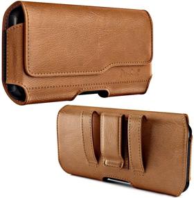 img 3 attached to 📱 Premium De-Bin Cell Phone Holster for Samsung Galaxy S21, S20, Note 10 & S7 Edge - Brown Belt Case with Clip & Loops - Compatible with Other Phone Cases