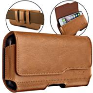 📱 premium de-bin cell phone holster for samsung galaxy s21, s20, note 10 & s7 edge - brown belt case with clip & loops - compatible with other phone cases logo