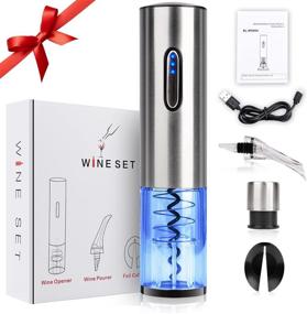 img 4 attached to 🍷 COMPONALL Rechargeable Electric Wine Bottle Opener Set with Stainless Steel Design - Includes Foil Knife, Wine Pourer, Vacuum Wine Bottle Stopper - Perfect Gift Ideas for Christmas