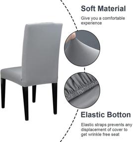 img 1 attached to 🪑 JQinHome 6 Pcs Dining Chair Slipcover: High Stretch, Removable & Washable Seat Protector for Home Party, Hotel, Wedding Ceremony in Light Grey