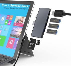 img 4 attached to 💻 Surface Pro 6 5 4 USB 3.0 Hub & Docking Station with SD & TF Card Reader and 4K HDMI - Takya USB 3.0x3 Hub Adapter for Microsoft Surface Pro 6th/ 5th/ 4th Gen