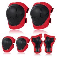 egmoo knee and elbow pads for kids outdoor sport protective gear 3 in 1 set with wrist guards for ages 2-8 boys roller skating rollerblading (red) logo